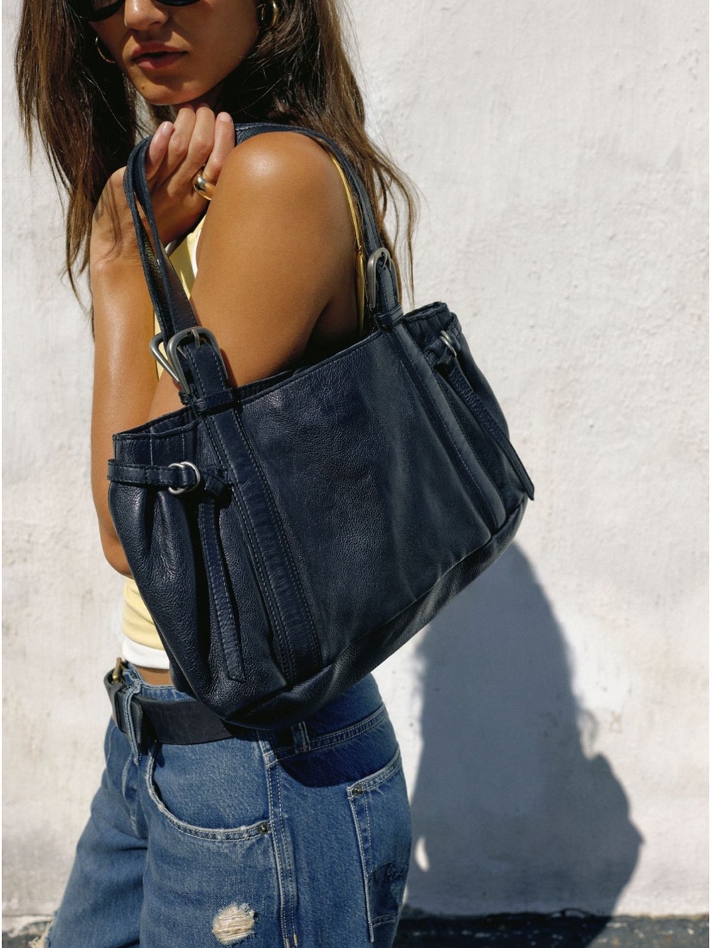 Black: Red Copenhagen Leather Shoulder Bag - Classic Women’s Tote